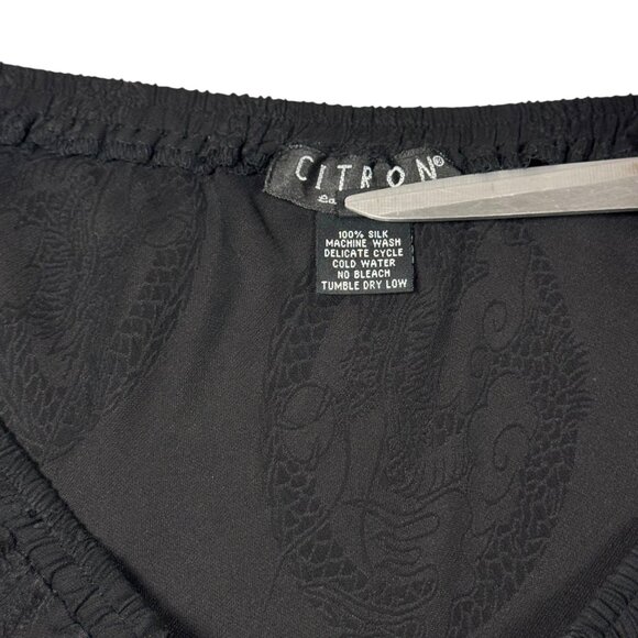 Citron Santa Monica Silk Midi Skirt Sz.XL Black Whimsigoth Boho Feminine Flowy - Picture 7 of 9